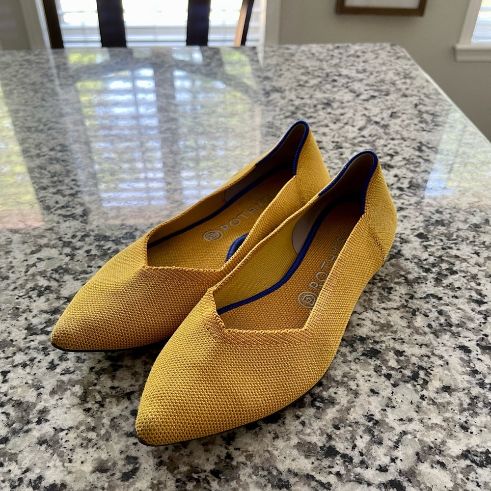 Rothy's Mustard Yellow Pointed Toe Flats